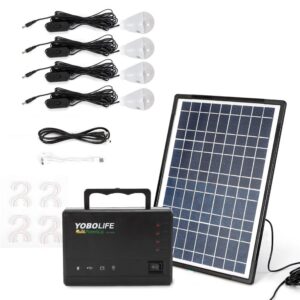Solar Generator Lighting System, Portable Solar Panel Kit Solar Power Generator Lighting Kit Emergency Power Supplies for Home & Outdoor Camping, AC 110-220V, 4 LED Bulbs
