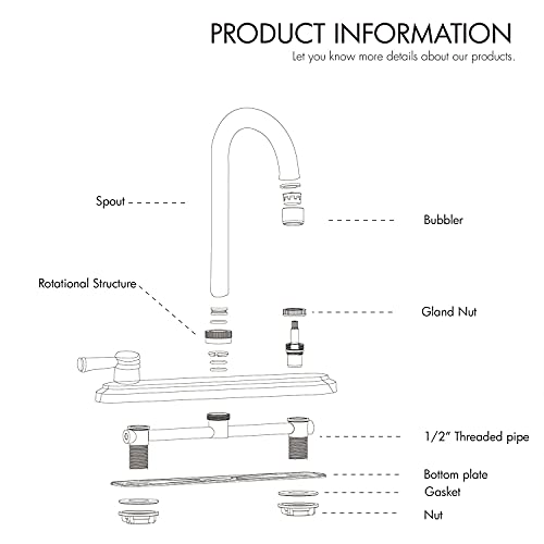 SOLVEX 2 Handle Kitchen Sink Faucet, High Arc 360 Swivel Stainless Steel Pipe 3 Hole Kitchen Faucet, Commercial Modern Chrome Kitchen Sink Faucet, US-SP-80078