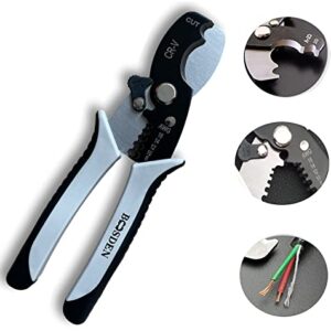 Wire Cutters Stripper, BOOSDEN 8 inch Cable Cutters, Awg Wire Cutters,Precision Wire Stripper,Heavy Duty Cable Cutters, Spring Cable Cutting Pliers for Aluminum Wire,Communications Cable Cutting