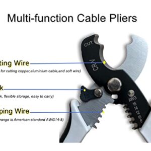 Wire Cutters Stripper, BOOSDEN 8 inch Cable Cutters, Awg Wire Cutters,Precision Wire Stripper,Heavy Duty Cable Cutters, Spring Cable Cutting Pliers for Aluminum Wire,Communications Cable Cutting