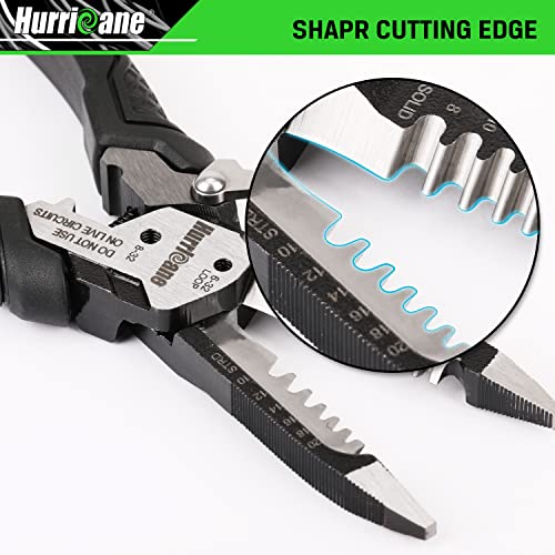 HURRICANE 6-in-1 Wire Stripper Tool, Wire Strippers, Wire Cutter Stripping Tool for Electric Cable Stripping Cutting and Crimping (8-18 AWG Solid, 10-20 AWG Stranded)