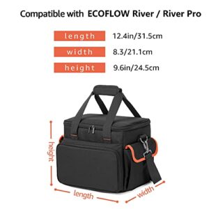 Trunab Carrying Case Compatible with ECOFLOW River/River Pro, Storage Bag with Waterproof Bottom and Front Pockets for Charging Cable and Accessories