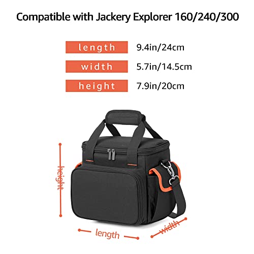 Trunab Carrying Case Compatible with Jackery Portable Power Station Explorer 160/240/300, Storage Bag with Waterproof Bottom and Front Pockets for Charging Cable and Accessories