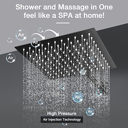 Brightify Shower Faucet Set, 10" Black Rain Shower Head Ceiling Mount with Handheld Spray, High Pressure Bathroom Mixer Shower Set Wall Mounted Shower System Rough-in Valve and Trim Kit