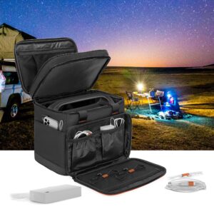 Trunab Double-Layer Carrying Case Compatible with Jackery Portable Power Station Explorer 500, Battery Case with Waterproof Bottom and Upper Compartment for Charging Accessories