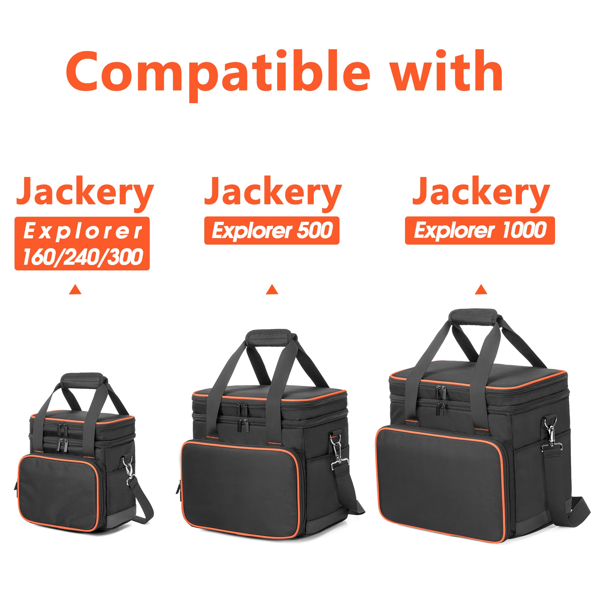 Trunab Double-Layer Carrying Case Compatible with Jackery Portable Power Station Explorer 500, Battery Case with Waterproof Bottom and Upper Compartment for Charging Accessories