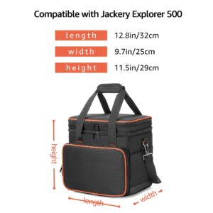 Trunab Double-Layer Carrying Case Compatible with Jackery Portable Power Station Explorer 500, Battery Case with Waterproof Bottom and Upper Compartment for Charging Accessories