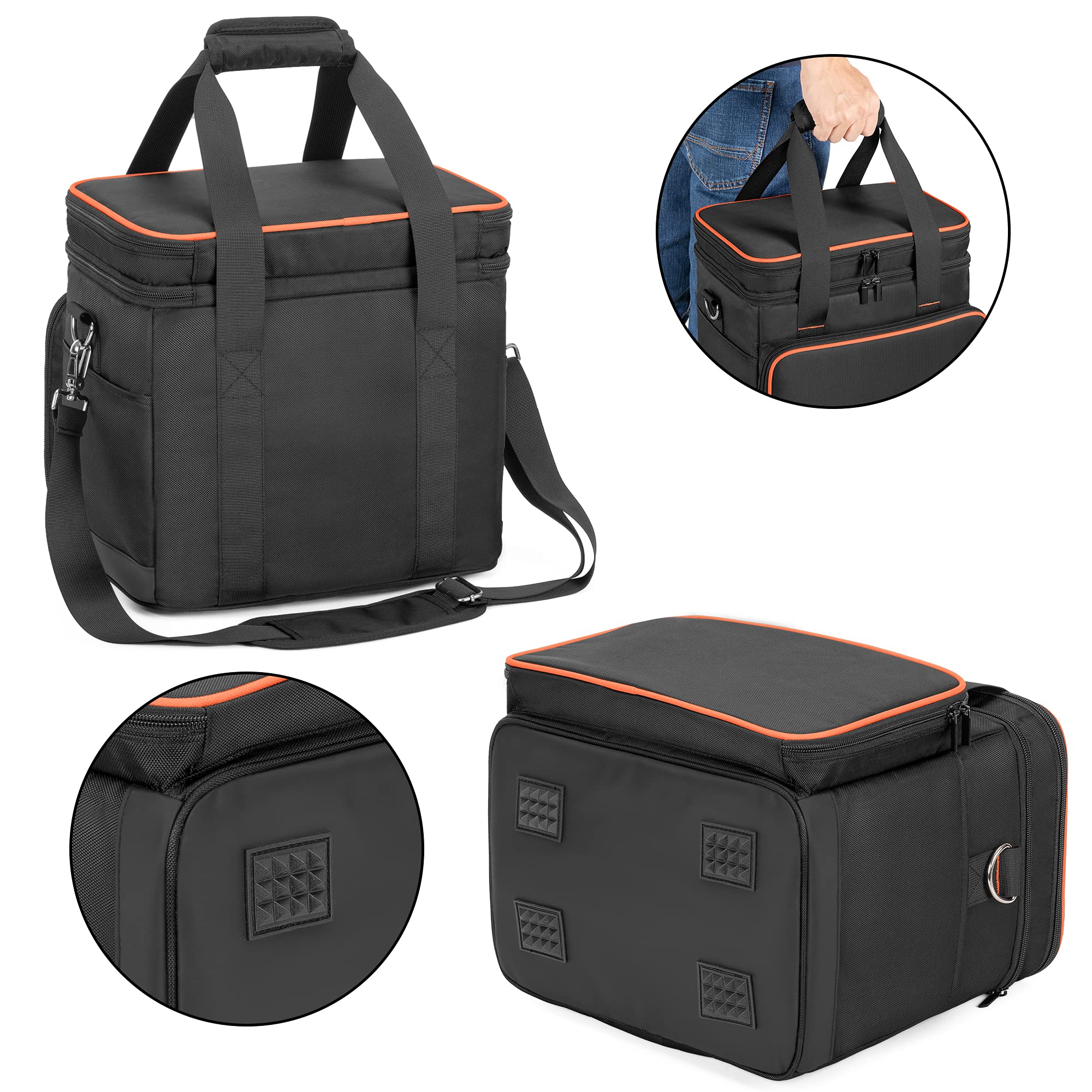 Trunab Double-Layer Carrying Case Compatible with Jackery Portable Power Station Explorer 500, Battery Case with Waterproof Bottom and Upper Compartment for Charging Accessories