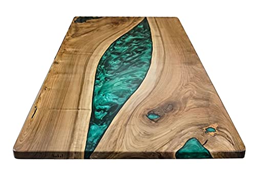 Epoxy Table, Live Edge Wooden Table, Epoxy Resin River Table, Natural Wood,Dining Table, Natural Epoxy Table, Resin Table 42" x 24" Inch