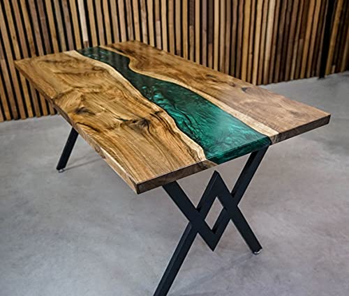 Epoxy Table, Live Edge Wooden Table, Epoxy Resin River Table, Natural Wood,Dining table, Natural Epoxy Table, Resin Table 42x24 inch