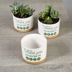 DOMG Teachers Appreciation Gift, Ceramic Succulent Plant Pot Small Flower Planter for Indoor Outdoor Use, Thank You for Helping Me Grow