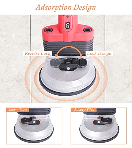 YJINGRUI Tile Vibrator 12,000VPM Tile Leveling Machine 21V 2000mA, Double Suction Cup Tile Tiling Machine 6 Gears Hand-held Tile Tiler Upgrade Lock Button (2 Battery)