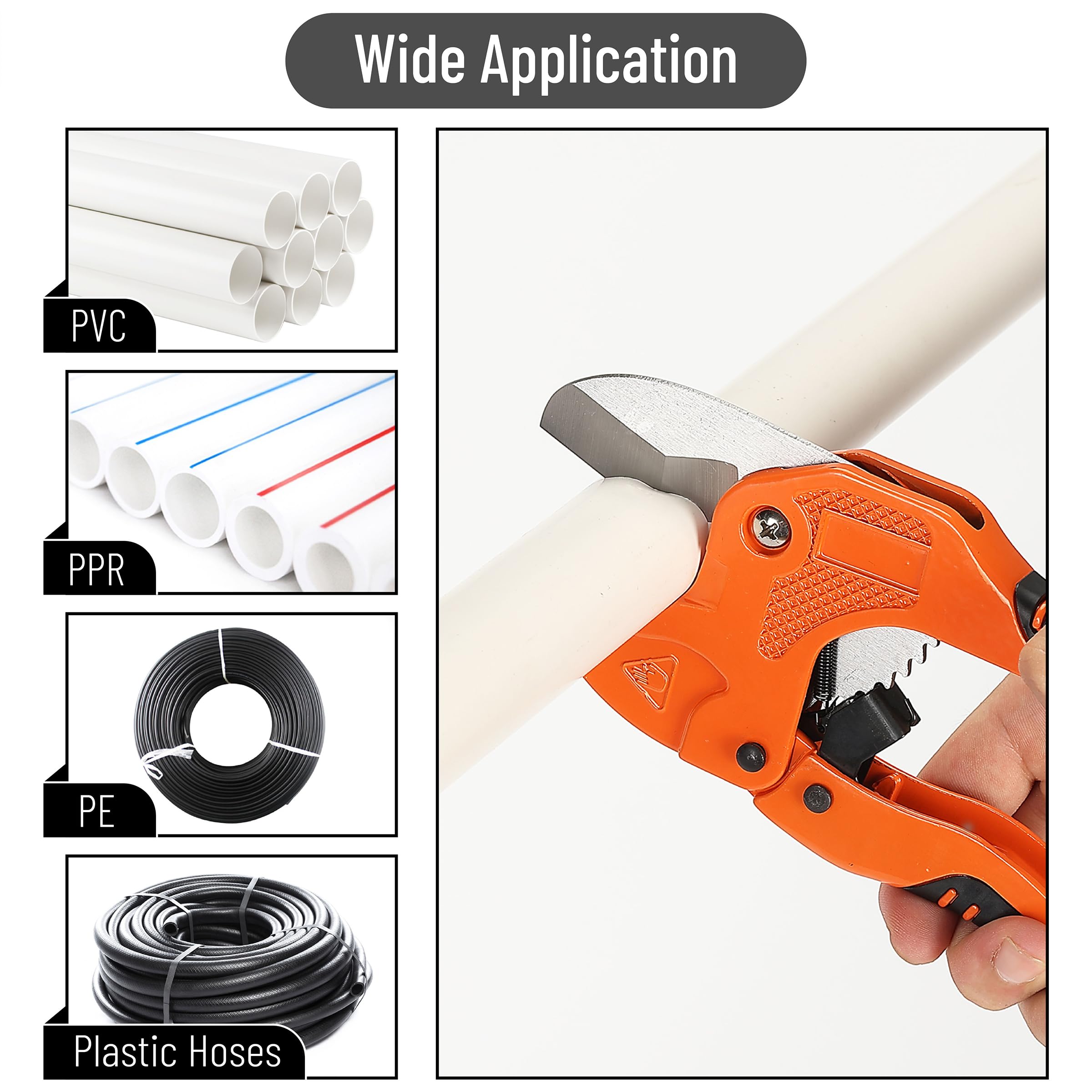 Bates- PVC Pipe Cutter, Cuts up to 1-1/4", Ratcheting PVC Pipe Cutter Tool, Pipe Cutters PVC, PVC Pipe Shears, PVC Cutter, Plastic Pipe Cutter, PEX Pipe Cutter, PVC Cutter Tool, PVC Ratchet Cutter