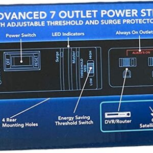 pot (Pack 5) Sunbeam Advance 7 Outlet Power Strip, 15A Power Strips with Surge Protection Cord, Power Outlet Extender with Adjustable Threshold