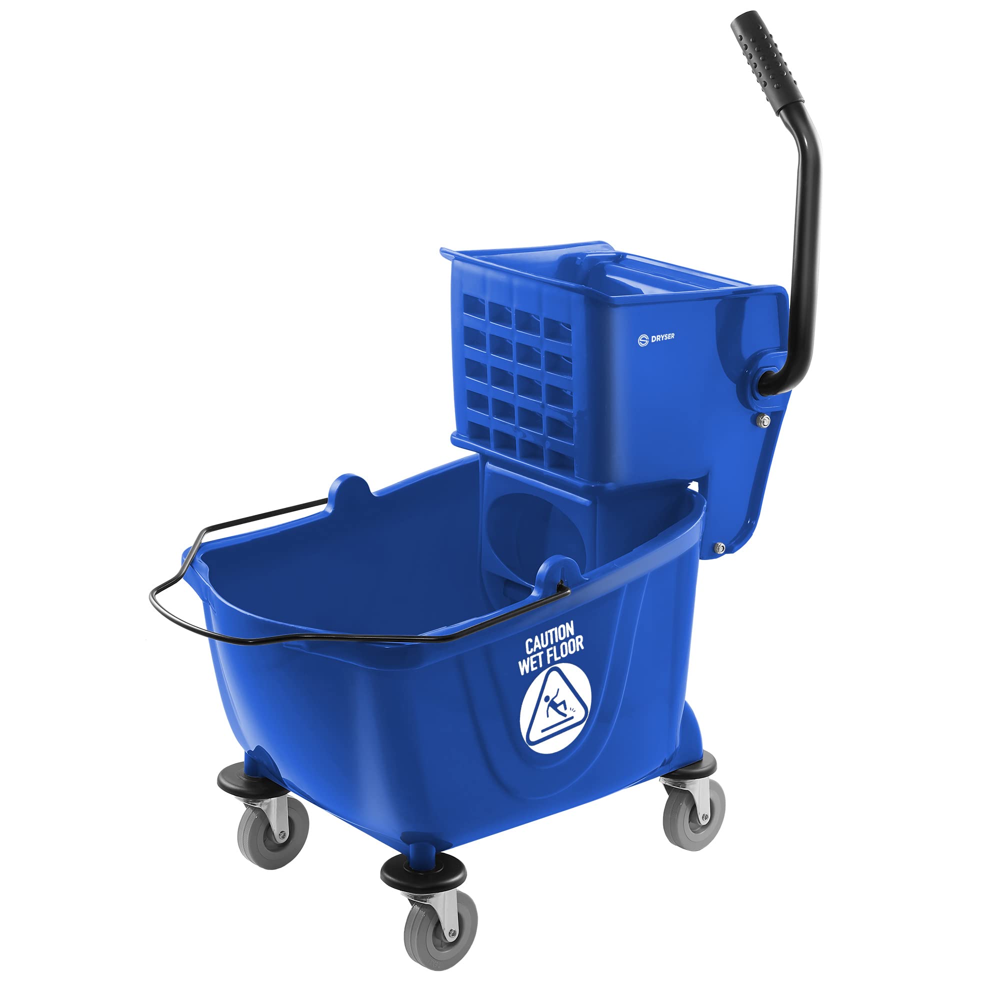 Dryser Commercial Mop Bucket with Side Press Wringer, 26 Quart, Black