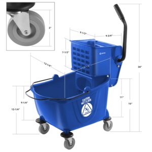 Dryser Commercial Mop Bucket with Side Press Wringer, 26 Quart, Black