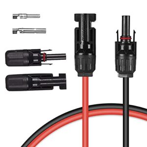 ldzzel 12awg 20 ft solar extension cable wire adapter kit with female and male connector (20ft black and 20ft red)