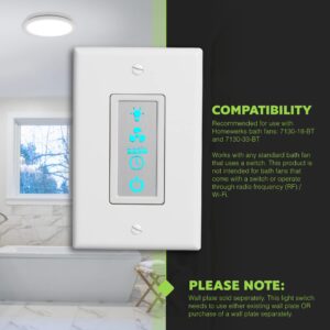 Homewerks 7150-12 LCD Bathroom Timer Switch for Ventilation Fan and Light 3 Functions