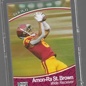 2021 SAGE Hit Premier Draft #117 Amon-Ra St. Brown Pre-Rookie NCAA Football Trading Card in Raw (NM or Better) Condition