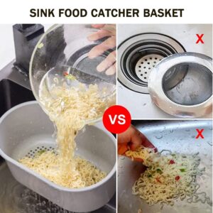 Kitchen Sink Drain Strainer Basket Compost Corner Sink Swan Strainer Basket Hanging Sink Corner Colander Triangle Multifunction Kitchen Sink Food Catcher Basket Waste Filter Wash Fruit(Grey)