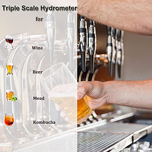 Specific Gravity Hydrometer Beer Hydrometer Alcohol Meter Alcohol Measuring Tools with 250 ml Plastic Cylinder Cleaning Brush Wine Hydrometer Test Jar for Wine, Beer