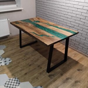 Epoxy Table, Live Edge Wooden Table, Epoxy Resin River Table, Natural Wood,Dining table, Natural Epoxy Table, Resin Table 42x24 Inch