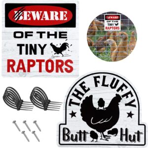 2 sets chicken coop signs aluminum chicken coop accessories the fluffy butt hut yard signs beware of tiny poultry funny signs for farm rooster hen house decoration, 12 x 8 inches