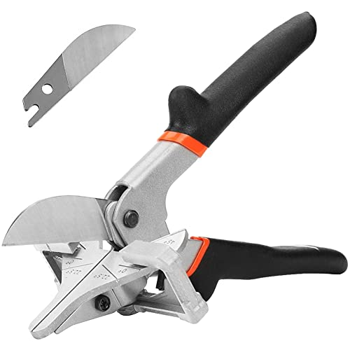 Miter Shears for Angular Cutting Wood Molding with Angle Cut Plate,Chamfer Cutter Multi Angle Miter Shear 0°-135°Adjustable Trimming Scissors Steel Shear,Heavy Duty Trunking Moulding Hand Cutter Tool