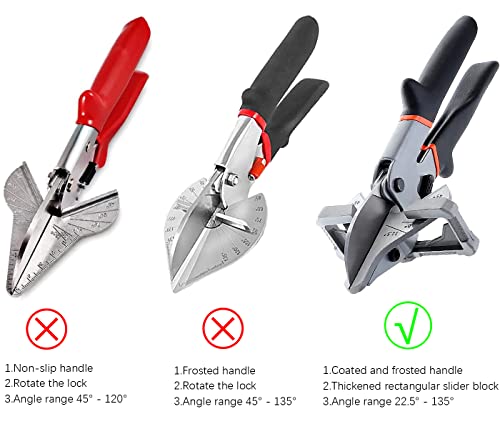 Miter Shears for Angular Cutting Wood Molding with Angle Cut Plate,Chamfer Cutter Multi Angle Miter Shear 0°-135°Adjustable Trimming Scissors Steel Shear,Heavy Duty Trunking Moulding Hand Cutter Tool