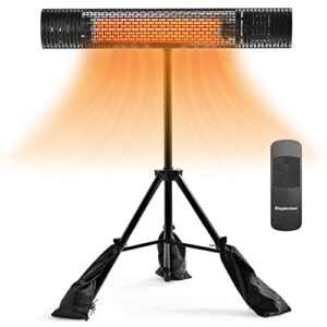 turbro neighborhood electric infrared heater - 1500w portable patio heater with adjustable tripod, wall-mounted, remote control, tip-over & over heat protection, ipx5 waterproof