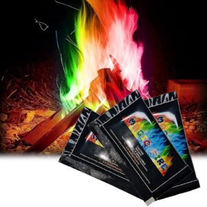 reffg 10 pack magical rainbow flames for campfire,colorful flame stain flame color changing packets fire pit,multi-colored flame powder outdoor picnic bonfire festival party outdoor supplies (10pcs)