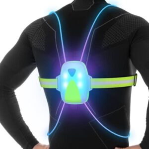 ni-shen led reflective running vest with front light,running lights for runners,reflective running gear for men/women running,cycling or walking, high visibility warning led lights