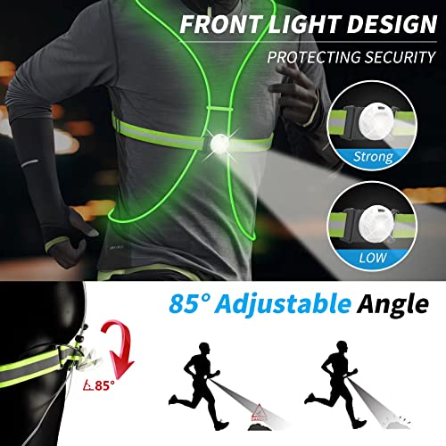 Ni-SHEN LED Reflective Running Vest with Front Light,Running Lights for Runners,Reflective Running Gear for Men/Women Running,Cycling or Walking, High Visibility Warning LED Lights