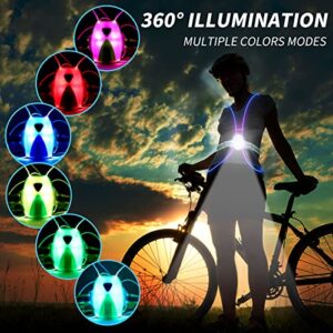 Ni-SHEN LED Reflective Running Vest with Front Light,Running Lights for Runners,Reflective Running Gear for Men/Women Running,Cycling or Walking, High Visibility Warning LED Lights