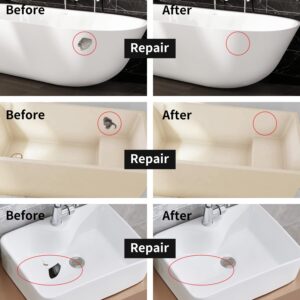 Tub and Fiberglass Shower Repair Kit (Color Match), 3.7oz Porcelain Sink and Acrylic Bathtub Repair Kit White for Cracks Chips Dents holes Almond/Biscuit/Bone