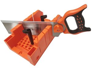 acegoes 12" miter box with saw included, reinforced steel back saw for accurate cutting, preset 90 degree 45 degree 22.5 degree and 0 degree cuts, 4-1/2in x 3in (width x height) cutting capacity