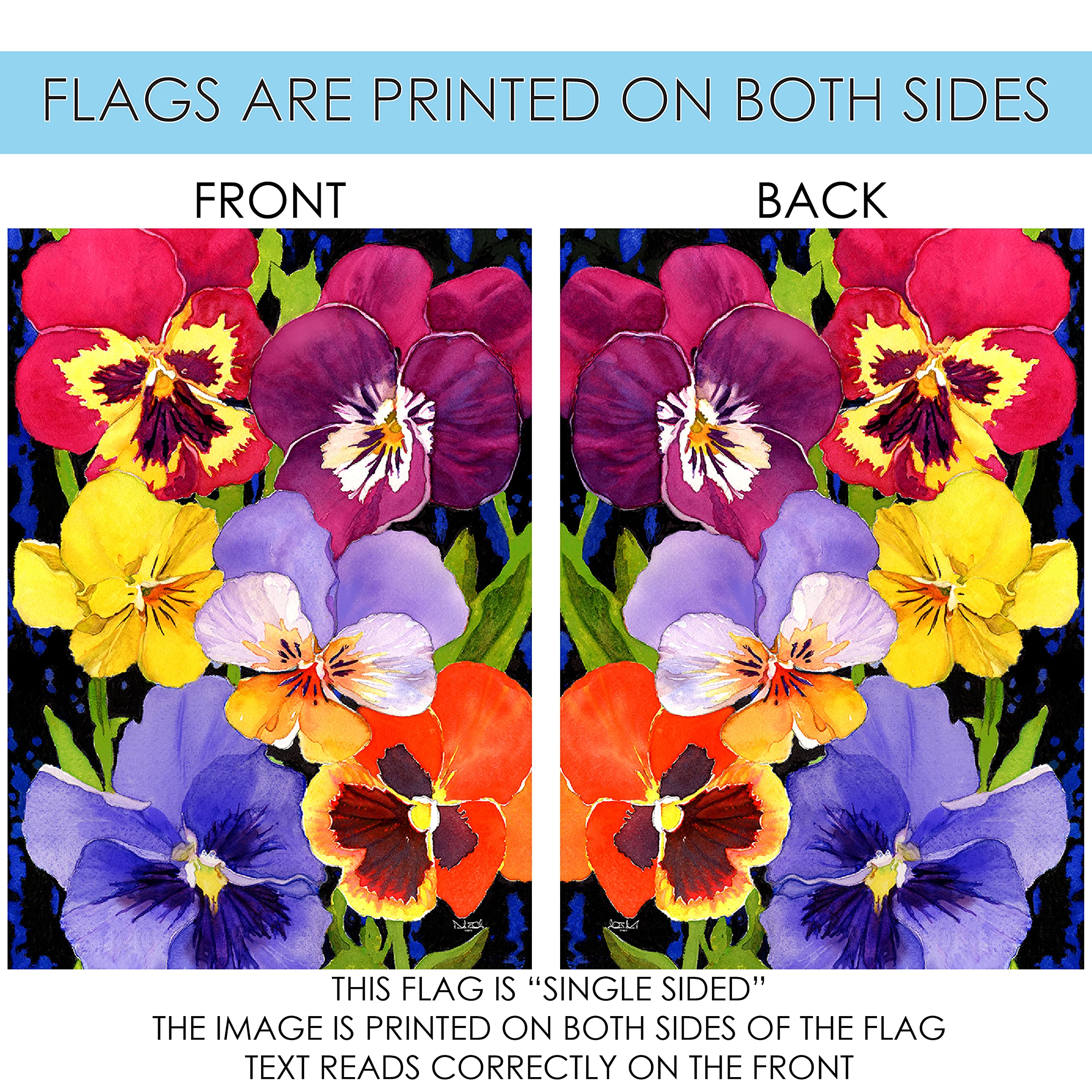 Toland Home Garden 1112552 Pansy Perfection Spring Flag 12x18 Inch Double Sided Spring Garden Flag for Outdoor House Flower Flag Yard Decoration