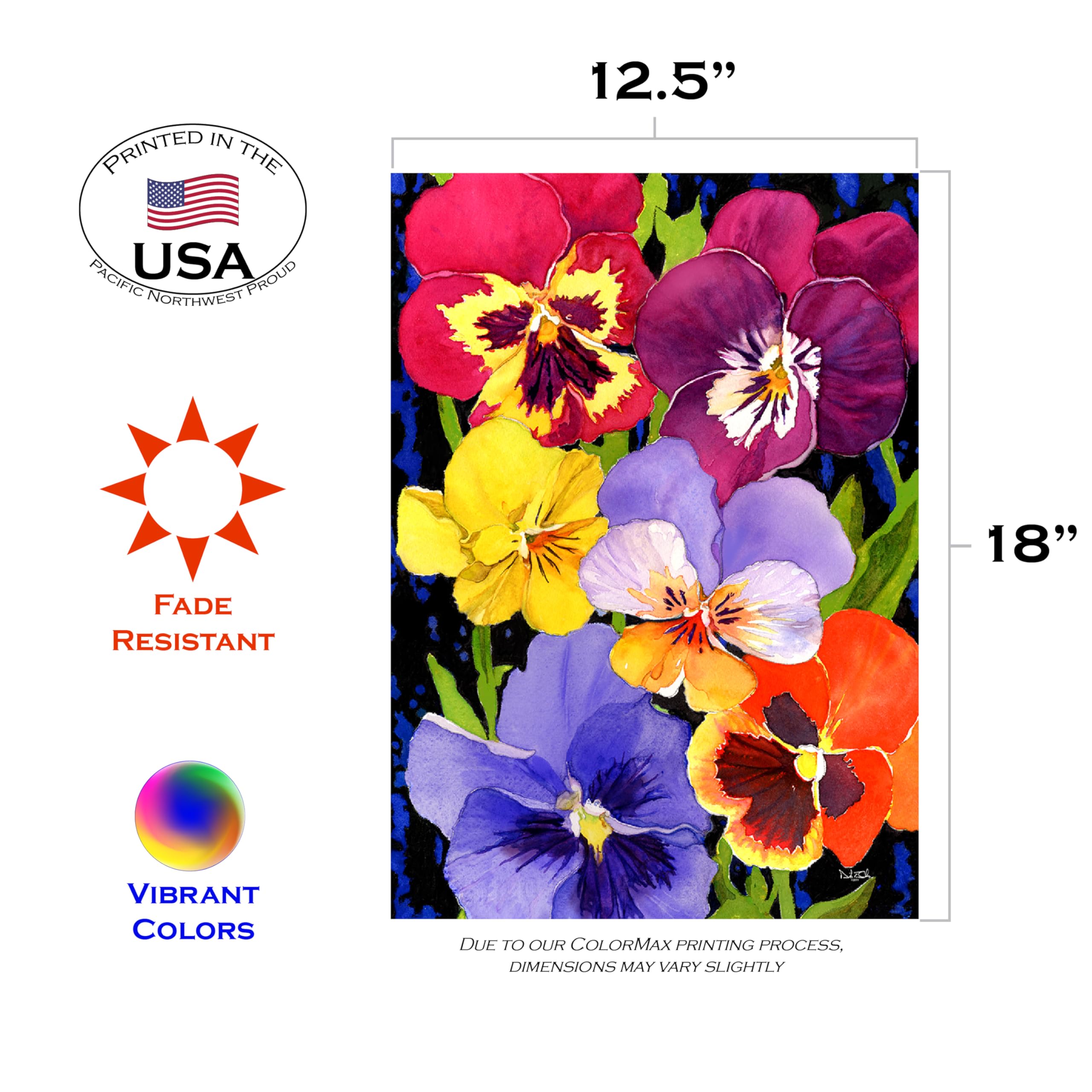 Toland Home Garden 1112552 Pansy Perfection Spring Flag 12x18 Inch Double Sided Spring Garden Flag for Outdoor House Flower Flag Yard Decoration