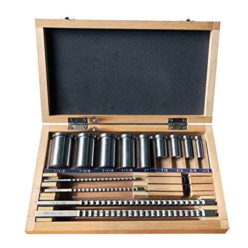 Rebrisbol Keyway Broach Sets 18Pcs HSS Inch Industrial Tools for Lathe, B-1/8" and 3/16", C-1/4" and 3/8" Teeth Keyway Size