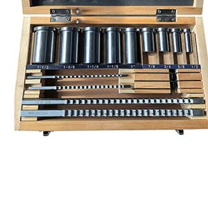 Rebrisbol Keyway Broach Sets 18Pcs HSS Inch Industrial Tools for Lathe, B-1/8" and 3/16", C-1/4" and 3/8" Teeth Keyway Size