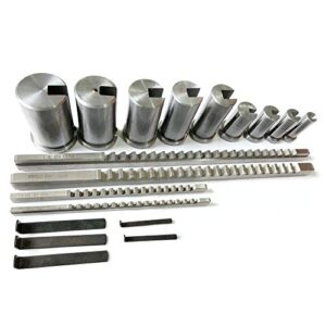 Rebrisbol Keyway Broach Sets 18Pcs HSS Inch Industrial Tools for Lathe, B-1/8" and 3/16", C-1/4" and 3/8" Teeth Keyway Size