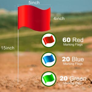 Zozen 100Pack Marking Flags, Red&Green&Blue, Marker Flags for Lawn, 15x4x5 Inch | Landscape Flgs, Irrigation Flags, Lawn Flags, Yard Markers, Match with for Distance Measuring Wheel.