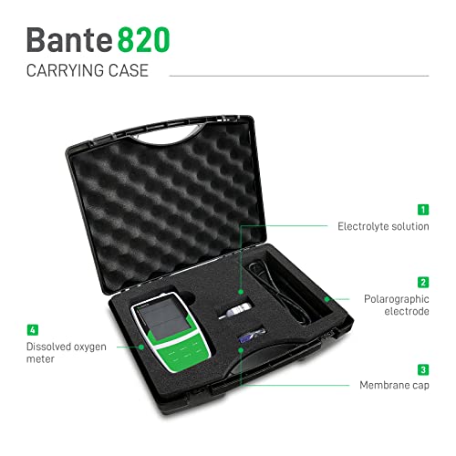 Bante 820 Portable Dissolved Oxygen Meter | Dissolved Oxygen Tester Kit | 10 ft Cable, 1 or 2 Points Calibration, 100 Sets of Data Storage, USB Communication Interface