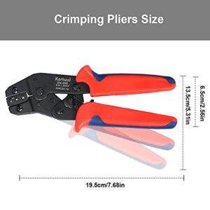 Kartuul Wire Terminal Crimping Tool Kit, AWG22-16(0.5-1.5mm²) Self-Adjusting Ratcheting Spade Connector Crimper Pliers Set with 300PCS Male and Female Spade Connectors