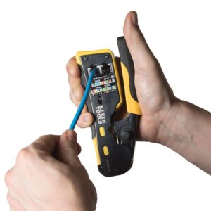 Klein Tools VDV501-851 Cable Tester Kit & VDV226-110 Ratcheting Modular Cable Crimper/Wire Stripper/Wire Cutter, for RJ11/RJ12 Standard and RJ45 Pass-Thru Connectors