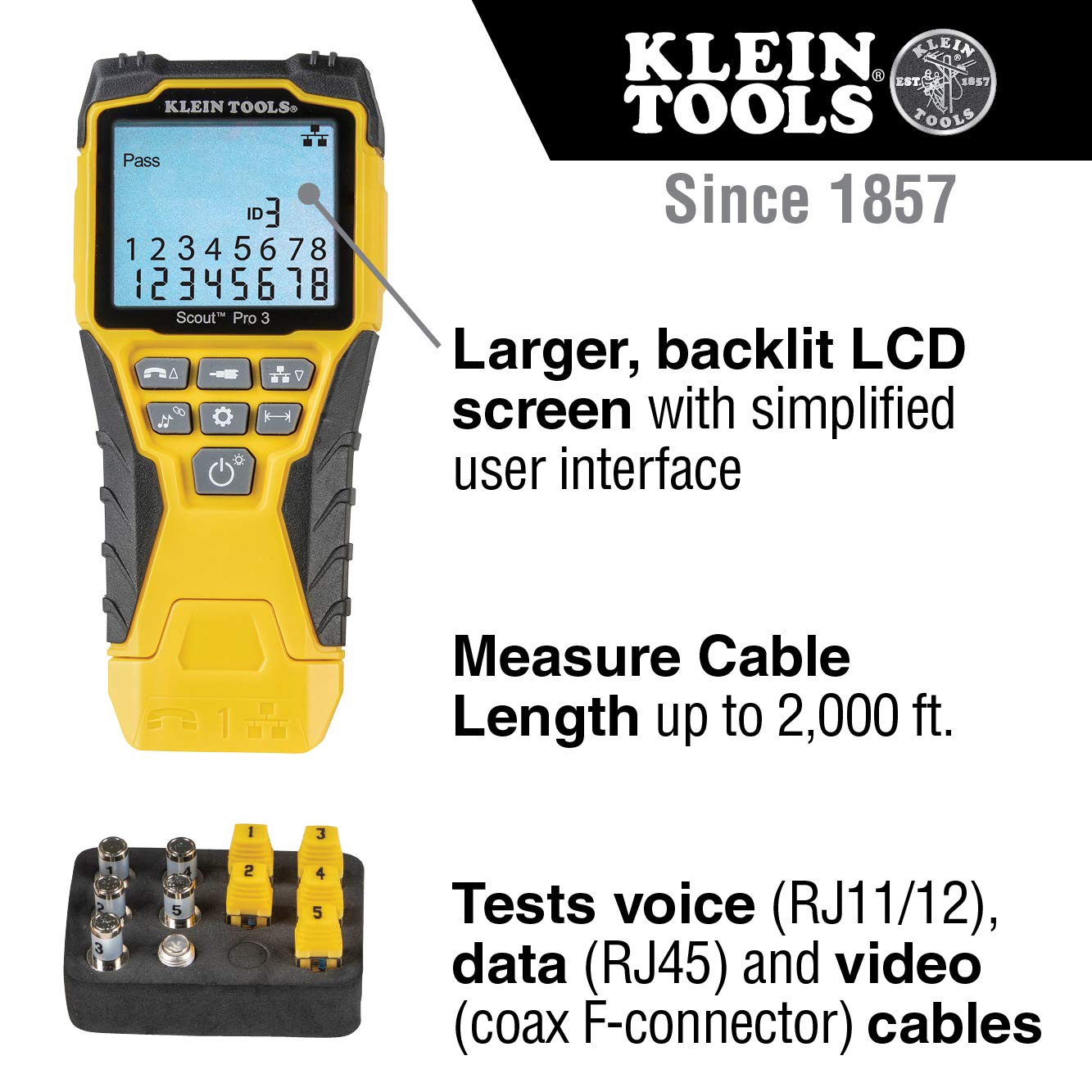 Klein Tools VDV501-851 Cable Tester Kit & VDV226-110 Ratcheting Modular Cable Crimper/Wire Stripper/Wire Cutter, for RJ11/RJ12 Standard and RJ45 Pass-Thru Connectors