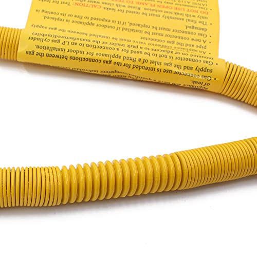 MENSI 20" Non-Whistle Flexible Yellow Flex Gas Line Connector Kit for NG or LP Fire Pit and Fireplace with 1/2" Female and Male Adaptor Fitting But A Quarter Inch Hose Diameter