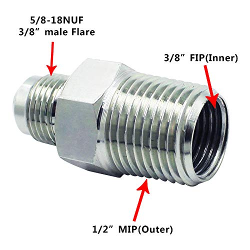 MENSI 20" Non-Whistle Flexible Yellow Flex Gas Line Connector Kit for NG or LP Fire Pit and Fireplace with 1/2" Female and Male Adaptor Fitting But A Quarter Inch Hose Diameter