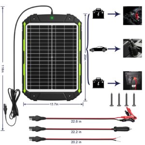 Sun Energise 20W 12V Solar Powered Battery Charger & Maintainer, Built-in Smart MPPT Charge Controller, Waterproof 20 Watt 12 Volt Solar Panel Trickle Charging Kits for Car Auto Boat RV Marine Trailer