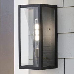 JONATHAN Y JYL7602A Berlin 7" 1-Light Outdoor Iron Glass Modern Industrial LED Wall Sconce French Country Rustic Transitional Garage Patio Porch Doorway Entryway, Black